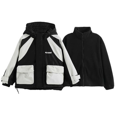 三合一可拆卸女童冲锋衣儿童冬装加绒加厚外套2025新款摇粒绒内胆