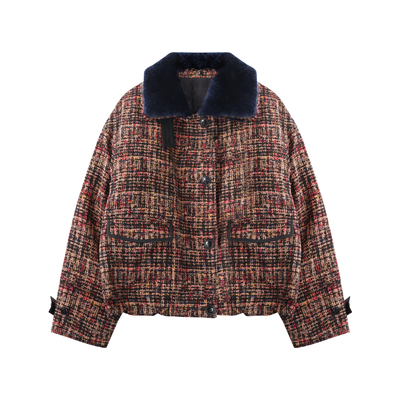 萧娘【武学伟专属设计】红云纱桑蚕丝白鹅绒拼接羽绒外套XNA1064