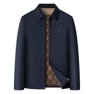 [桑蚕丝填充]梦特娇男士棉服冬款翻领商务行政夹克棉衣中年外套J