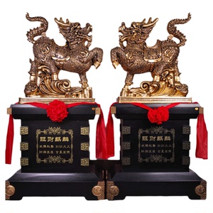 招财麒麟摆件一对落地其林大堂