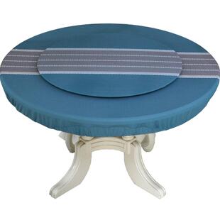 防水桌套PVC圆桌布塑料台布 松紧带餐桌布布艺定做大圆桌垫转盘套