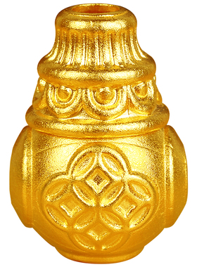 3D硬金金钱三通佛塔黄金转运珠足金999文玩长手串链配件顶珠男女