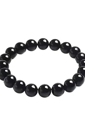 天然正品纯黑黑曜石手链补水