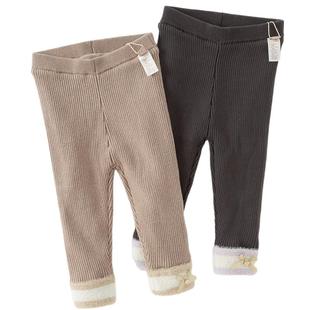 戴维贝拉儿童裤子2026冬装新款女童宝宝加绒毛线裤紧身弹力打底裤