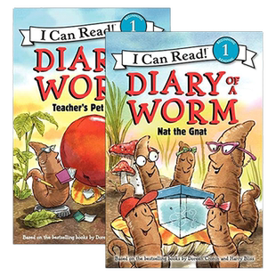 英文原版 Diary of a Worm 蚯蚓的日记2册 I Can Read系列 Teacher's Pet/Nat the Gnat 汪培珽书单 英文版 进口英语书籍