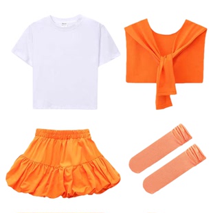 彩色儿童啦啦队演出服幼儿园舞蹈表演糖果色小学生班服运动会服装