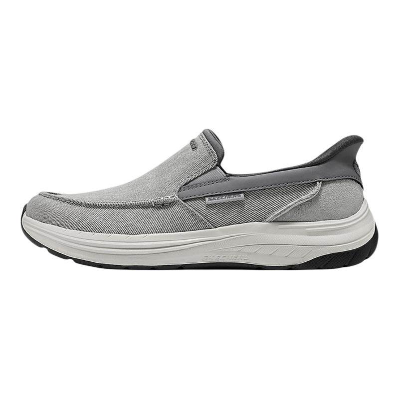 Skechers斯凯奇新款男鞋一脚蹬低帮休闲鞋透气织物合成革