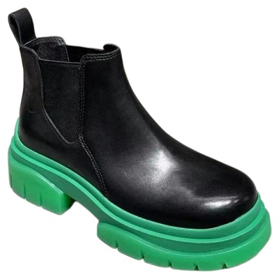 ASH方跟厚底真皮一脚蹬踝靴