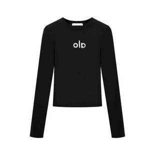 铅笔莓莓 2025秋季新款字母刺绣圆领长袖T恤女小众修身打底衫上衣