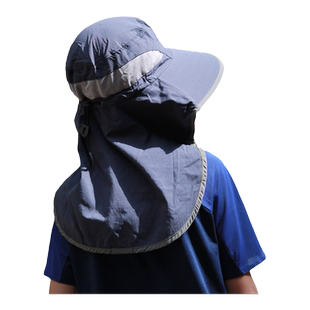 全方位拼色大童帽子夏天户外少年亲子款男孩UPF50+护颈遮阳帽