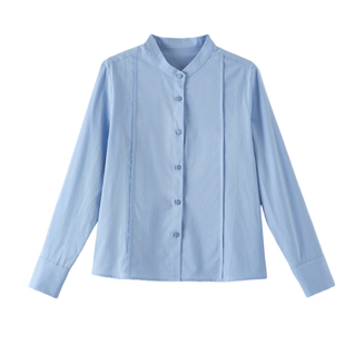 晚白2026年春新款简约面试穿搭全棉衬衣气质职业通勤正装衬衫女