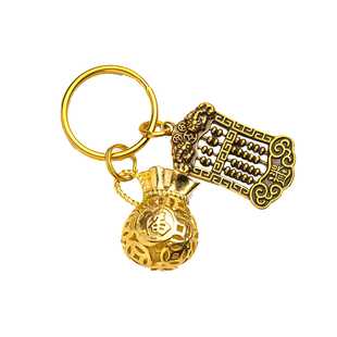 黄铜葫芦钥匙扣挂件纯铜钱袋汽车钥匙链招财转运挂饰纳福生肖礼物