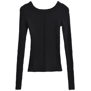 缕空透肉针织衫辣妹欧美风女秋季百搭修身显瘦设计感纯欲长袖上衣