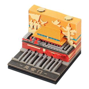 北京纸雕京韵中轴线3d立体纸雕日历便签手撕北京天安门建筑模型北京文创纪念品伴手礼物