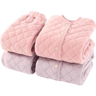 女童校服神器内搭棉服儿童保暖衣秋冬夹棉外套棉东北厚袄棉裤套装