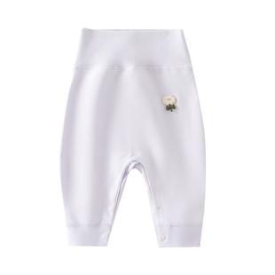 婴儿裤子春秋季纯棉百搭高腰护肚裤免脱裤小月龄男女宝宝衣服春装