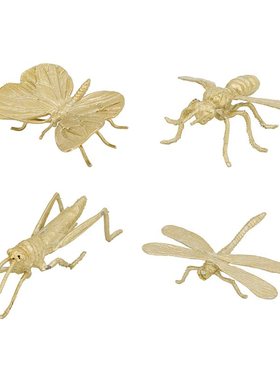 轻奢金色蝴蝶蜻蜓摆件客厅