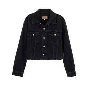 MM6/ 24秋冬女士黑色棉质时尚牛仔外套银泰百货精品 301574