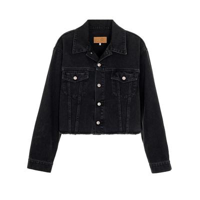 MM6黑色棉质时尚牛仔外套