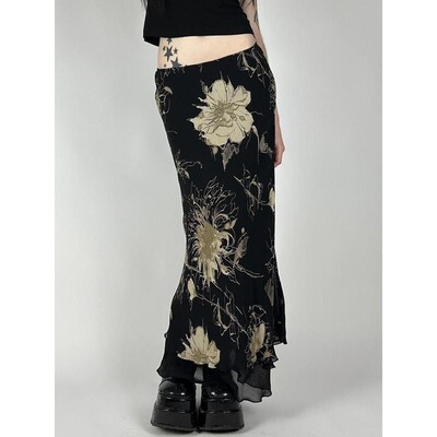 F 89872 Floral Print Chiffon Skirt 扎染花卉半身裙 跨境