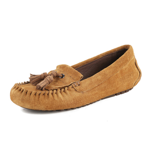 OZZEG流苏豆豆鞋女士春夏秋2025新款一脚蹬真皮浅口软底孕妇单鞋