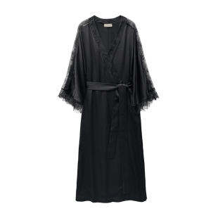 优雅晨袍』桑罗真丝睡袍法式浪漫长袍100%桑蚕丝女款家居服可外穿