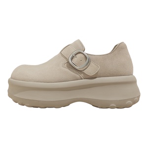 真皮厚底勃肯鞋女2026早春新款小个子内增高女鞋沙色百搭休闲鞋子