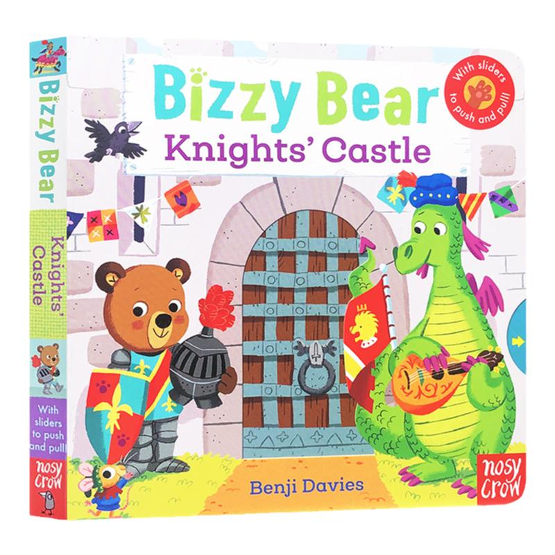 英文原版进口绘本Bizzy Bear: Knights' Castle忙碌的小熊纸板抽拉活动书.骑士的城堡儿童机关操作书启蒙英语图画故事书