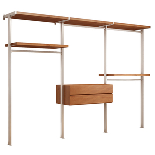 中古风衣柜金属衣帽间框架置物架组装悬挂衣架实木砌墙挂衣架铁艺