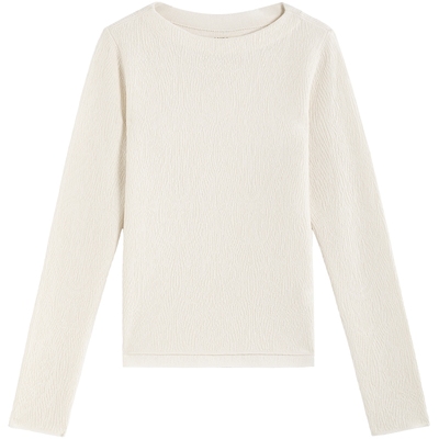 EXCEPTION例外女装绵羊毛提花中式正肩版型针织衫