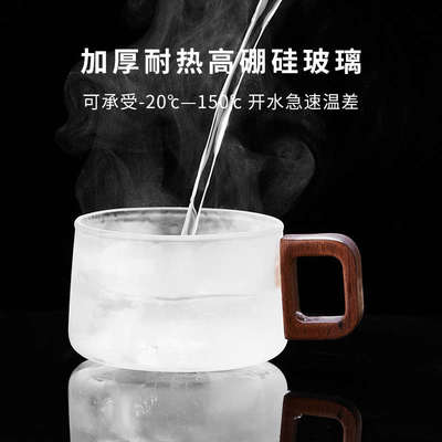玻璃杯带把手耐高温茶水分离2025新款高硼硅透明带盖喝水小泡茶杯