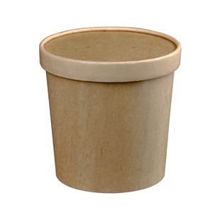 一次性餐盒牛皮纸汤碗圆形粥桶纸桶甜品碗外卖快餐汤杯打包盒带盖
