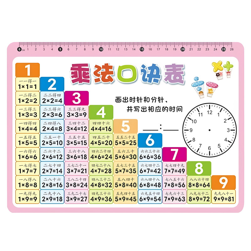 九九乘法除法口诀表卡片小学数学一二年级99背诵神器学习教具公式