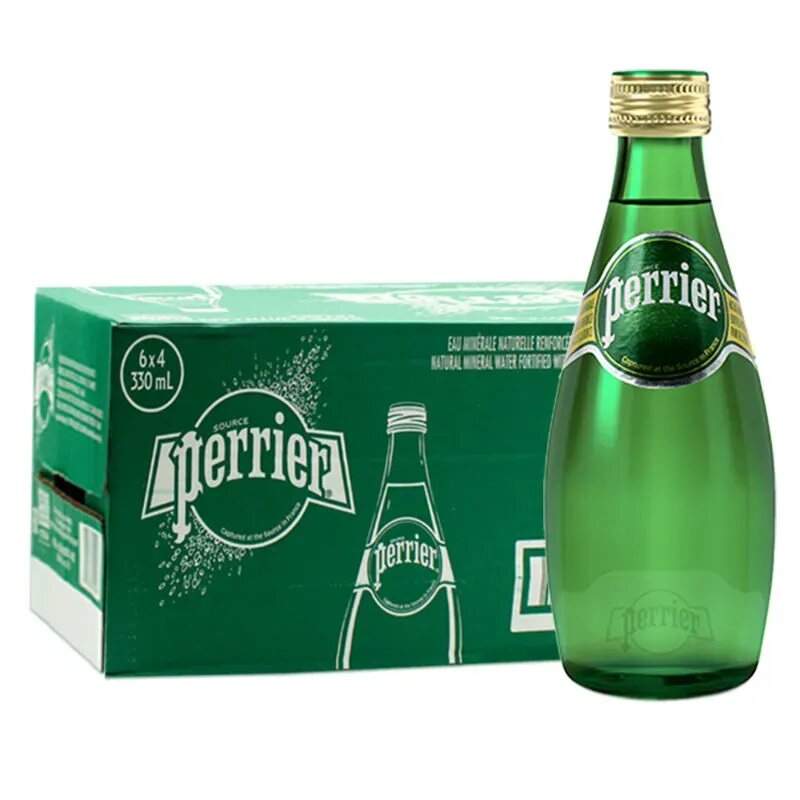 法国进口巴黎水原味330ml*24瓶整箱矿泉水玻璃瓶Perrier江浙沪