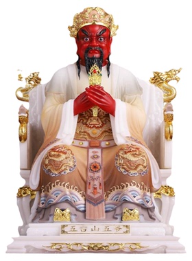 汉白玉彩绘广济龙王佛像供奉摆件
