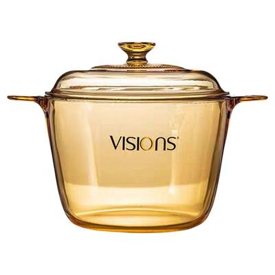 VISIONS美国正品康宁晶彩玻璃明火直烧耐高温琥珀锅汤锅煮粥炖锅