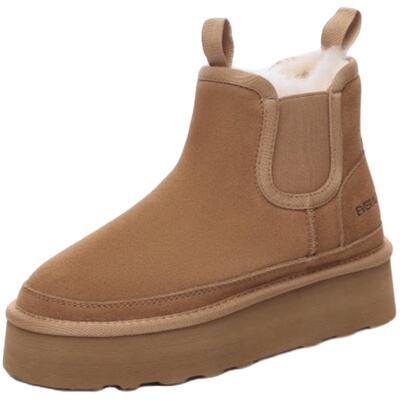 EVERAU切尔西雪地靴厚底烟筒靴