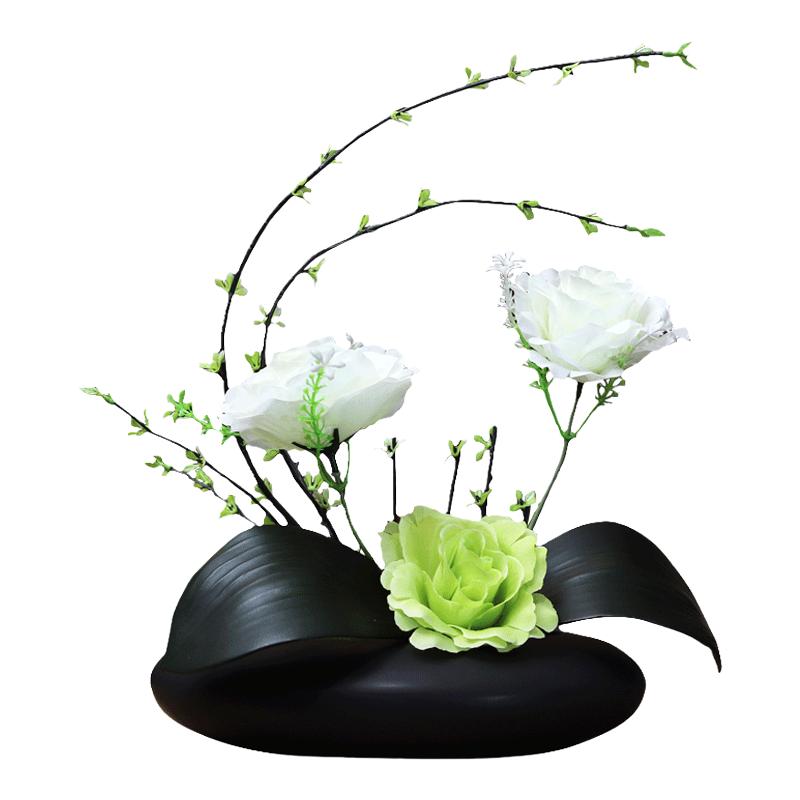 玫瑰仿真假花绢花简约家居客厅餐桌电视柜酒柜装饰花小盆栽摆件