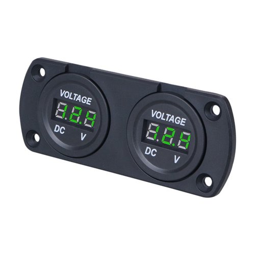 汽车电压表改装两孔组合LED测量数显车用6-30V头电压表直流