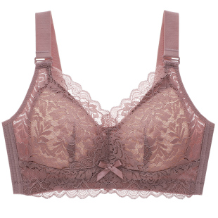 依曼丽大胸显小全包裹胸罩女无钢圈蜂巢杯透气聚拢防下垂蕾丝内衣