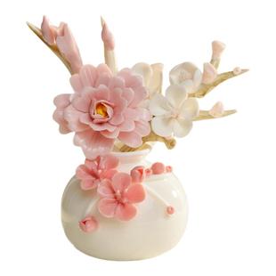 陶瓷花瓶手工花加梅花枝套组精美摆件茶台客厅装饰花香薰装饰