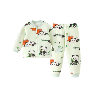 宝宝保暖套装秋冬夹棉纯棉衣服婴儿棉服居家内衣儿童分体薄棉秋装
