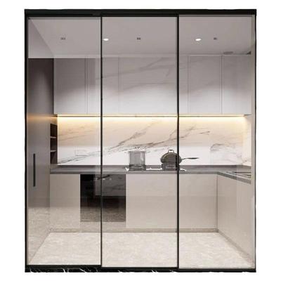 开放式厨房门推拉门极窄吊轨三四联动阳台钛镁铝合金长虹玻璃移门