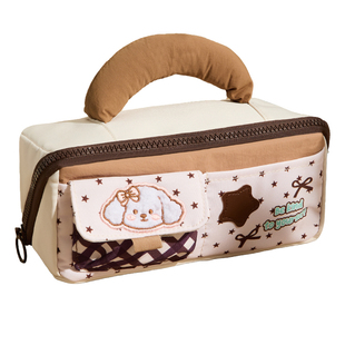 星星波点小狗笔袋ins大容量小学生大开口文具盒女孩2026新款高颜值铅笔盒手提可爱简约小众多功能文具收纳