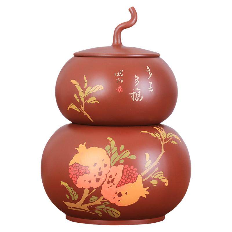 双层葫芦紫陶醒茶罐茶桌招待摆饰