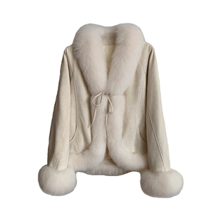 曼城往事/狐狸毛皮草外套女2025冬季新款麂皮绒鹅绒羽绒服年轻款