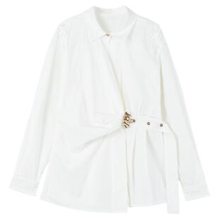 KEIKO 新中式不对称设计休闲衬衫女2026春季半镂空刺绣开襟上衣