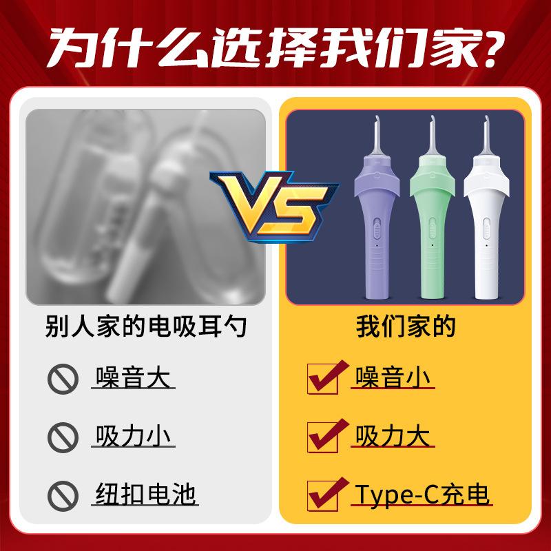 新款电动挖耳勺发光耳勺发光吸力掏耳勺强工具套装宝宝电动采耳