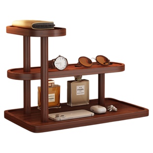 入户门玄关钥匙收纳架桌面装饰中式复古风实木眼镜托盘杂物置物架