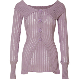 从那以后紫色上衣一字肩针织衫冬季内搭长袖毛衣连衣裙穿搭女秋冬